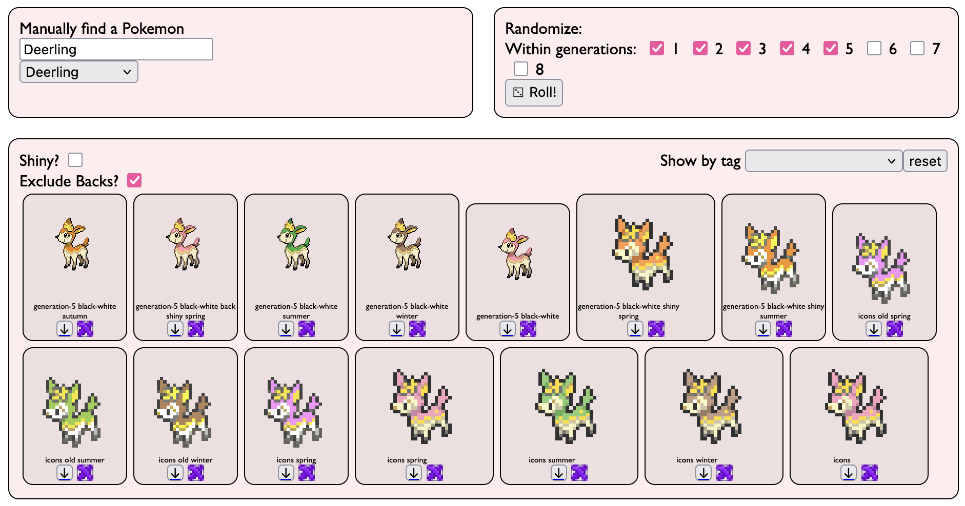 Deerling sprites